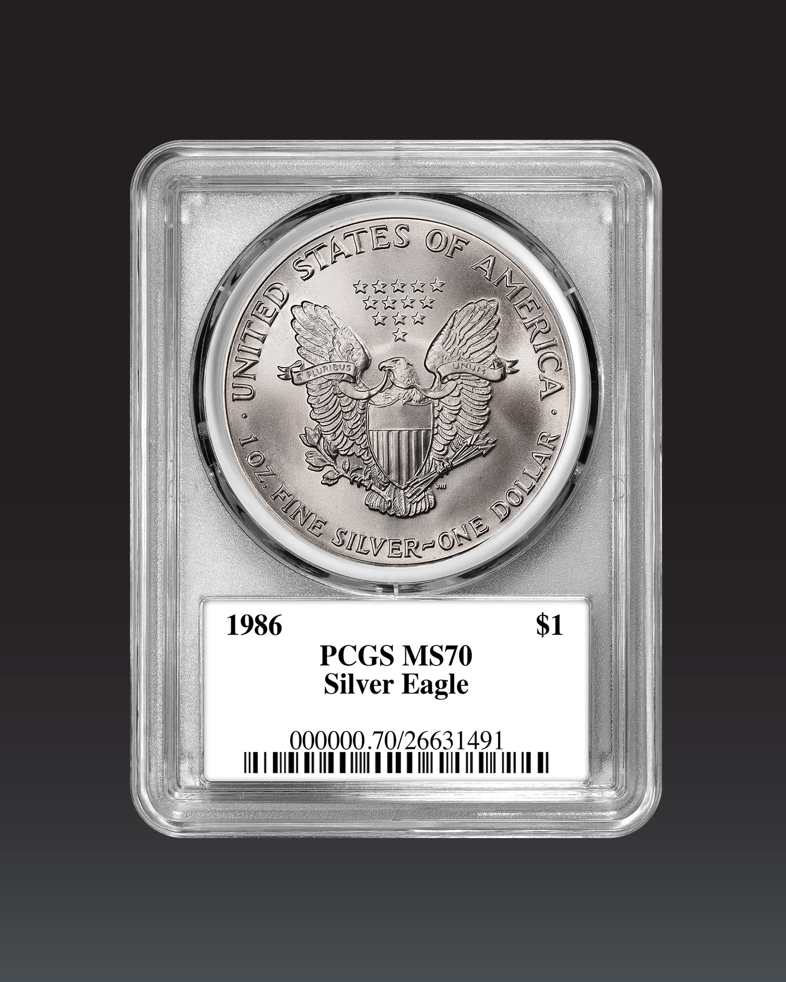 1986 $1 Silver Eagle | PCGS "Modern Numismatic Masterpieces" MS70 | Stephanie Sabin Autographed