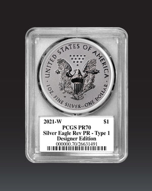 2021 "W" Silver Eagle T1 Reverse Proof | PCGS "Modern Numismatic Masterpieces" Reverse PR70 | Stephanie Sabin Autographed