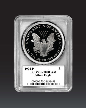 1994 "P" Silver Eagle Proof | PCGS "Modern Numismatic Masterpieces" PR70 | Stephanie Sabin Autographed