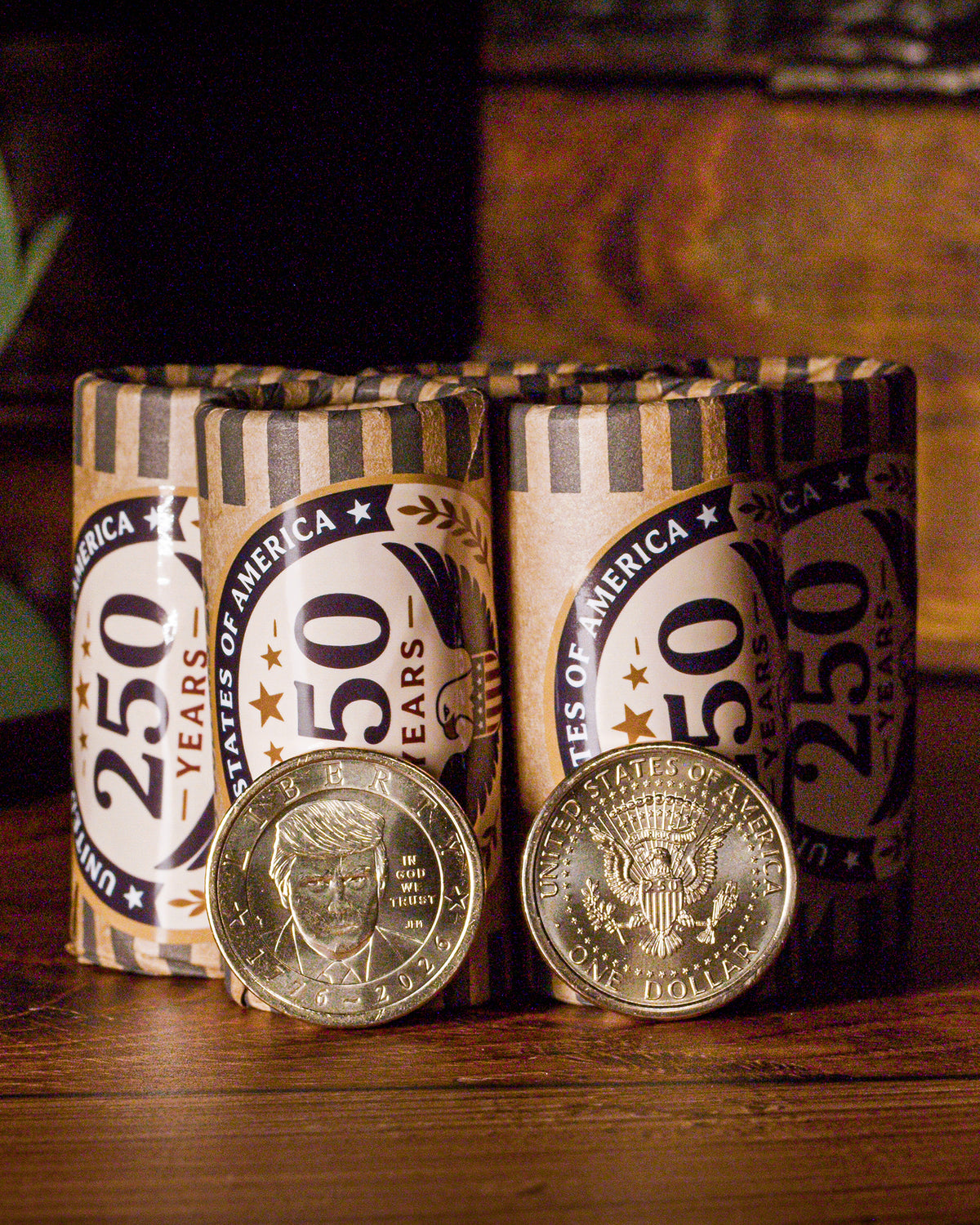 1776-2026 Semiquincentennial President Trump Dollar | 25-Coin Roll | Brilliant Uncirculated