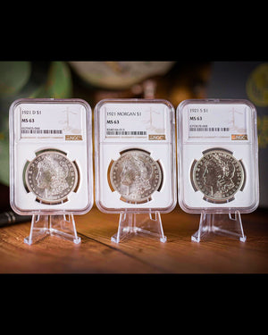 1921 3PC Morgan Dollar Collection | P, D, S NGC MS63