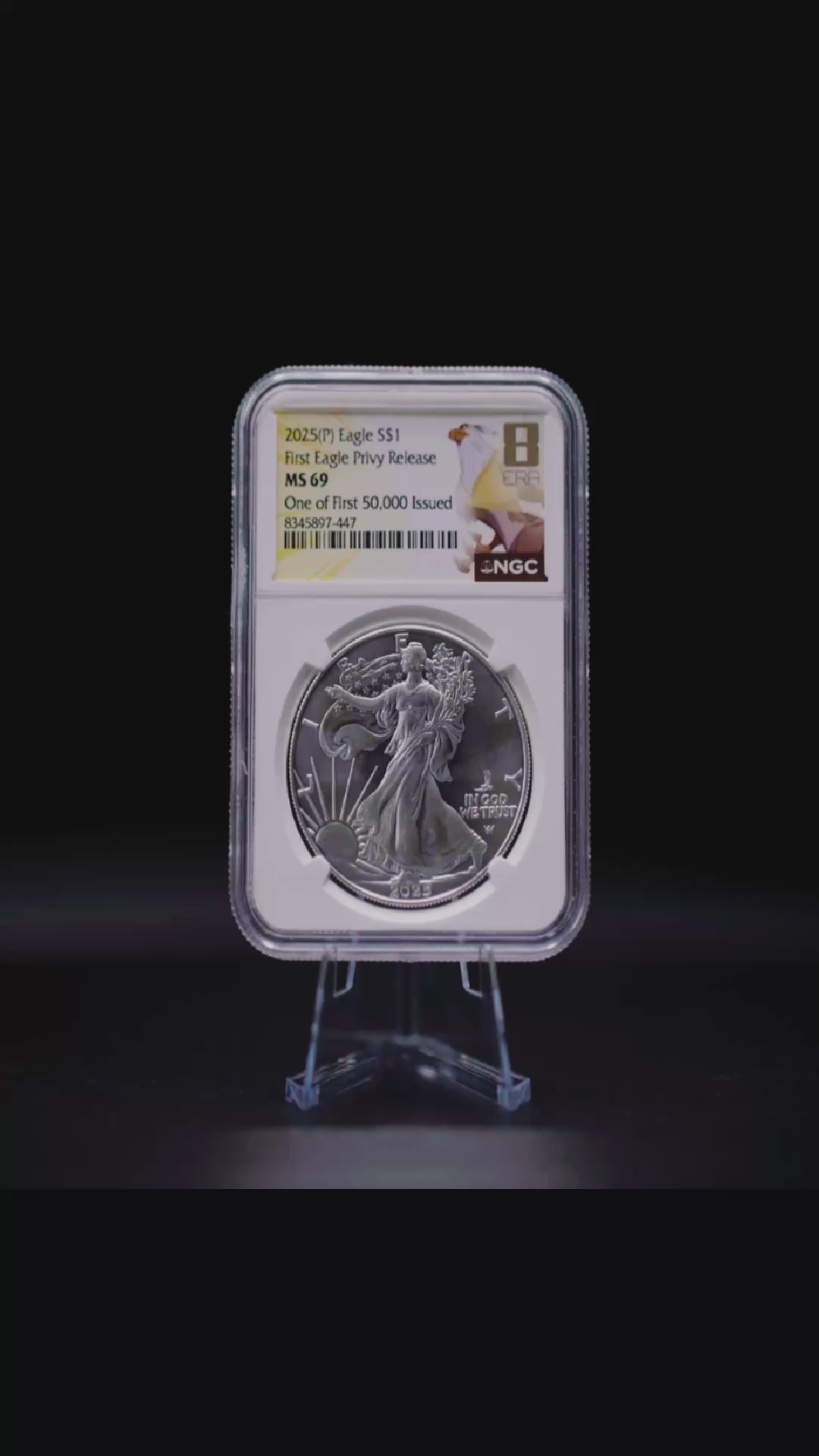 2025 P “First Eagle” Privy Silver Eagle - 1st 50k MS69