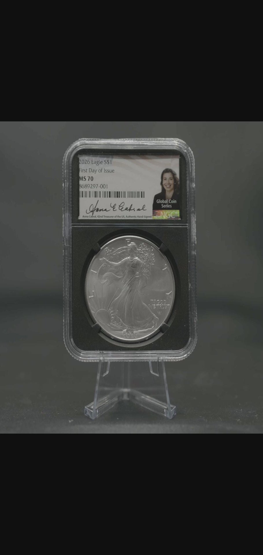 2026 1 oz American Silver Eagle | MS70 First Day of Issue | Anna Escob
