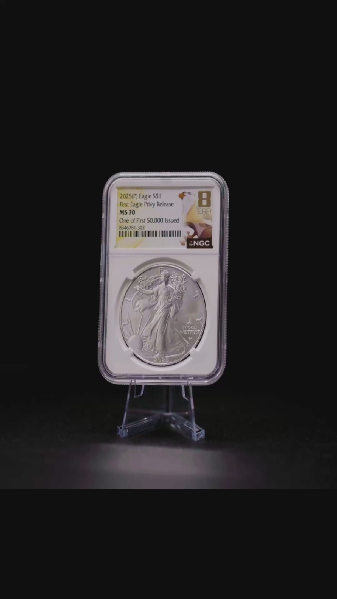 2025 Silver Eagle FDOI MS69 Reverse Struck Thru Error