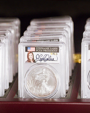 2006-2025 19-Piece Burnished American Silver Eagle Set | PCGS Modern Numismatic Masterpieces | Stephanie Sabin Autographed SP70